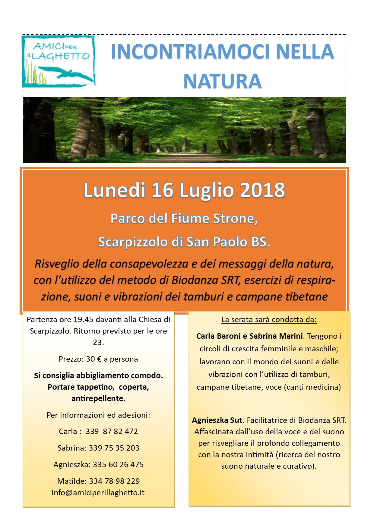 Incontriamoci nella natura 16 luglio 2018 con Carla e Sabrina